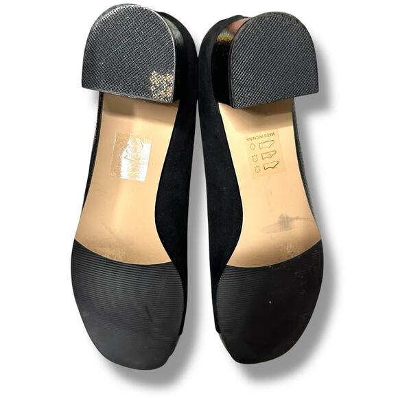 Perlina Pumps Peaches Low Block Heel Gold Details Suede and Patent Leather 9.5M - Picture 10 of 16